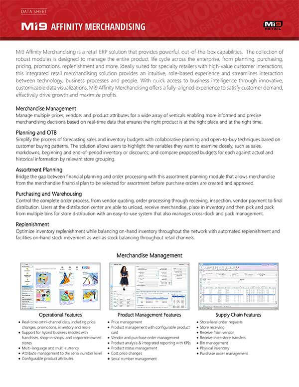 Mi9 Retail Affinity Merchandising Data Sheet Mi9 Retail Affinity Merchandising Data Sheet
