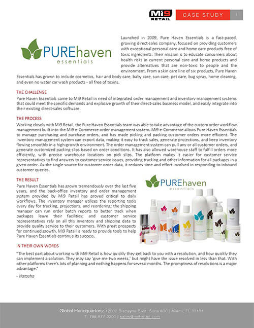 Mi9 Retail PureHaven Case Study Mi9 Retail PureHaven Case Study