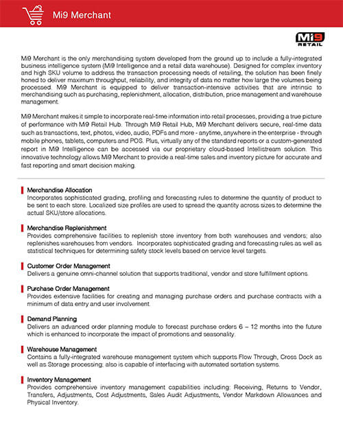 Mi9 Retail Merchandising System Mi9 Retail Merchandising System