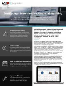 JustEnough Merchandise Financial Planning Data Sheet
