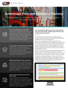 JustEnough Price and Markdown Planning Data Sheet